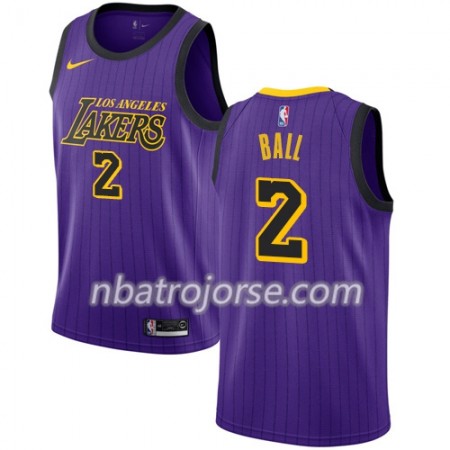 Män Los Angeles Lakers Tröja Lonzo Ball 2 2018-19 Nike City Edition Lila Swingman